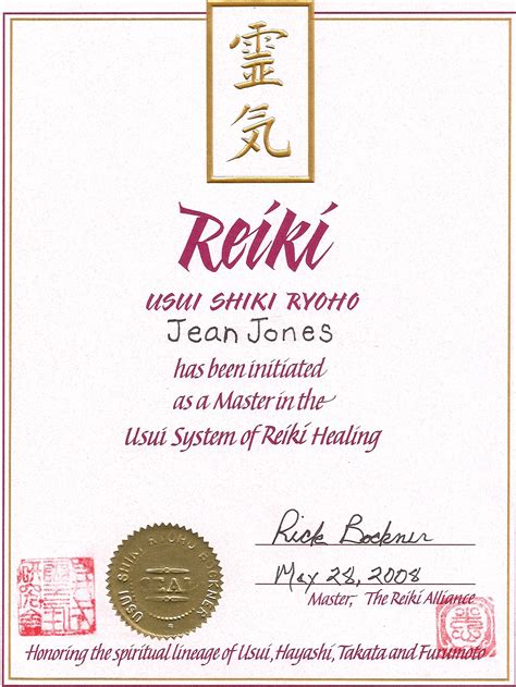 Reiki Training - Jean Jones - Health & Harmony