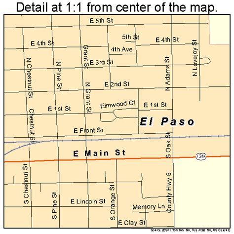 El Paso Illinois Street Map 1723737