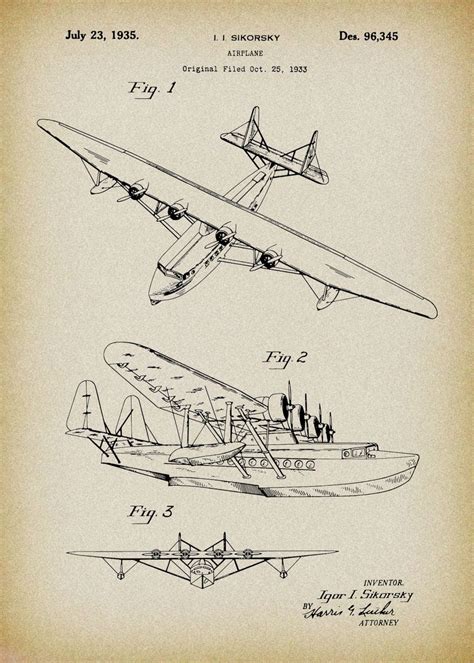 'Airplane Patent' Poster, picture, metal print, paint by Sam Kal | Displate