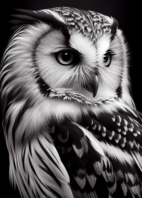 'Owl Black' Poster, picture, metal print, paint by DecoyDesign | Displate