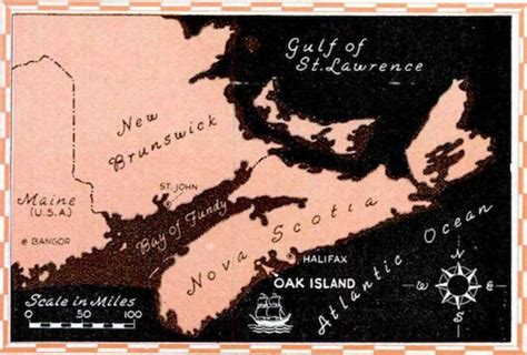 Map of the maritime provinces on the east coast of Canada with the Oak ...