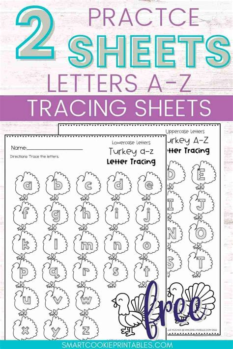 Free Turkey Alphabet Letter Tracing Printables - Smart Cookie Printables