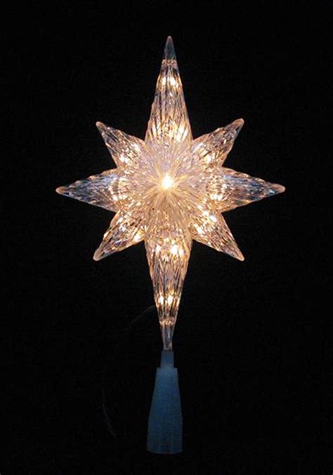 11" Lighted Clear Crystal Star of Bethlehem Christmas Tree Topper ...