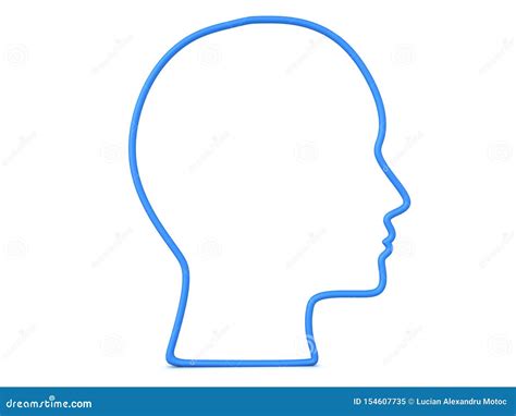 3D Outline of Head Side View Stock Illustration - Illustration of white ...