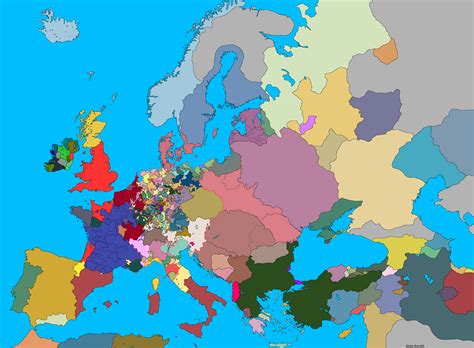 Europe 1444 without any writing | Europe map, Love maps, Europe