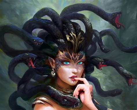 Medusa, fantasy, song yueran, girl, hand, face, snake, HD wallpaper ...