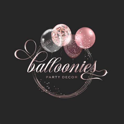 Balloon Logo Design Premade Logo Party Logo Black Pink Glitter - Etsy ...