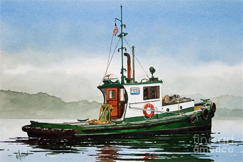 Tugboat LELA FOSS #1 Painting by James Williamson - Pixels