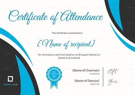 Program Attendance Certificate Design Template in PSD, Word