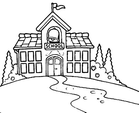 Coloring Page Of A School Building - Coloring Home