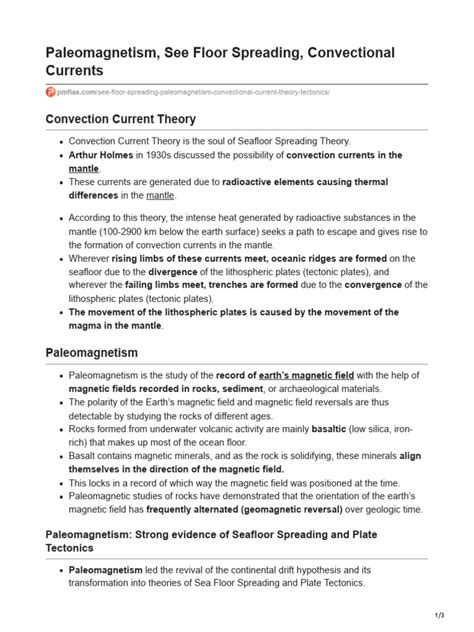 Paleomagnetism See Floor Spreading Convectional Currents | PDF | Plate ...