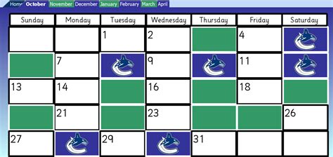 Canucks Schedule