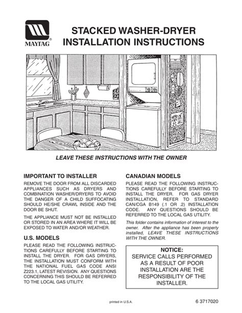 Stacked Washer-Dryer Installation Instructions