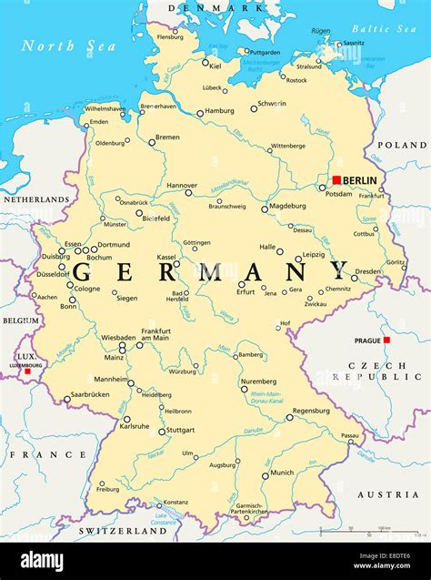 Germany Political Map with capital Berlin, national borders, most ...