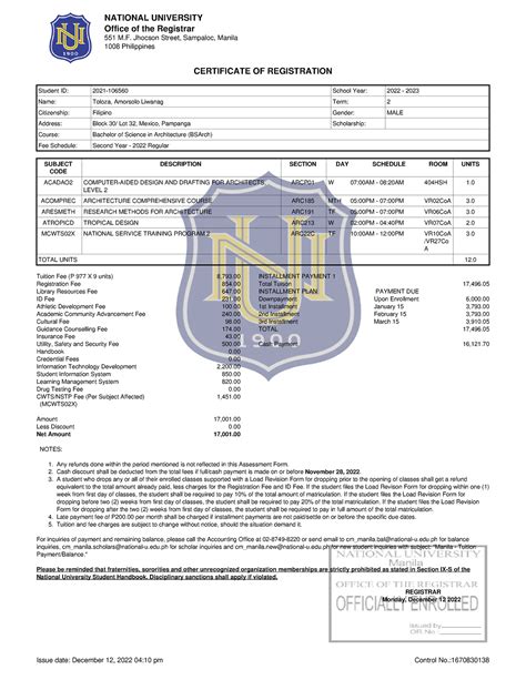 Certificate Of Registration-2021-106560 - NATIONAL UNIVERSITY Office of ...