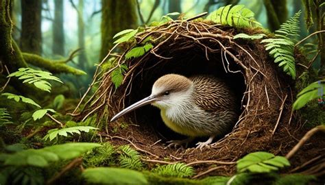 How do kiwi birds build their nests and how do they compare to other birds?