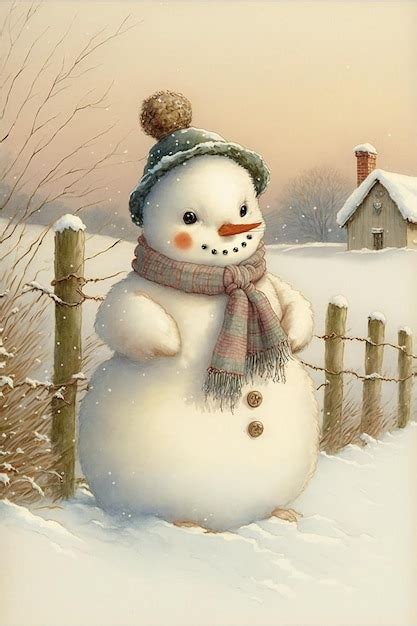 Premium AI Image | Christmas illustration of a snowman