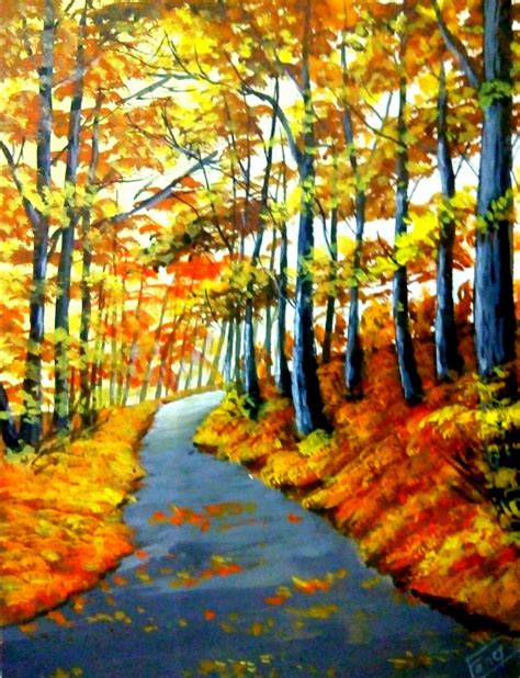 Acrylic Painting Tutorial Step By Step / Easy Forest Painting / Autumn ...