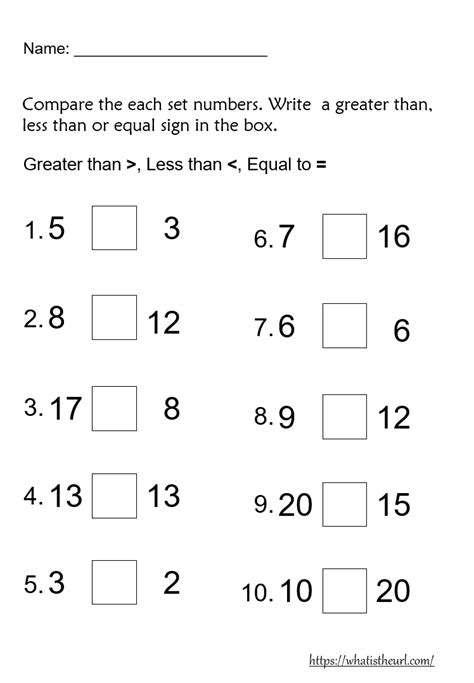 Greater Than Less Than Free Printable Worksheets