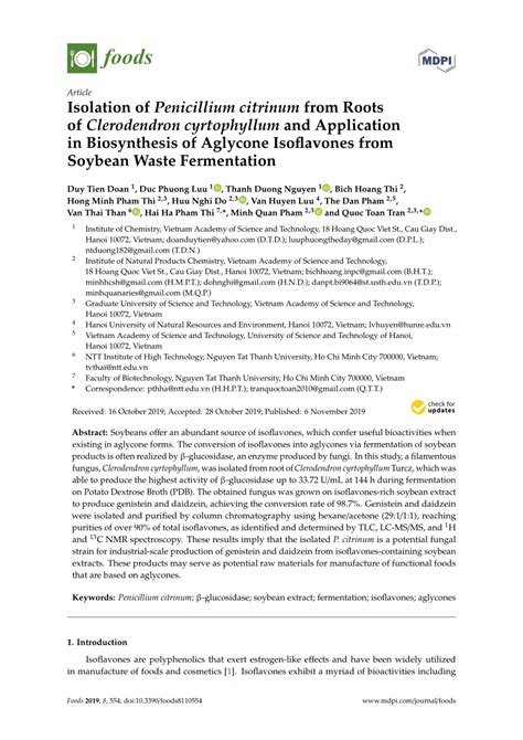 (PDF) Isolation of Penicillium citrinum from Roots of Clerodendron ...