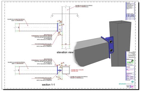 SHS Beam Column Simple Fin Connection Detail