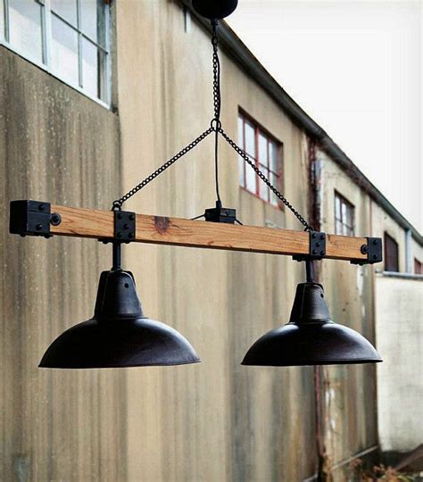 Huge industrial-style chandelier made with a recycled wood beam and ...