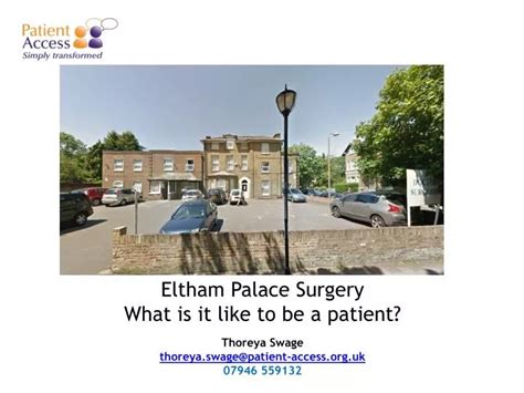 PPT - Eltham Palace Surgery What is it like to be a patient? PowerPoint ...