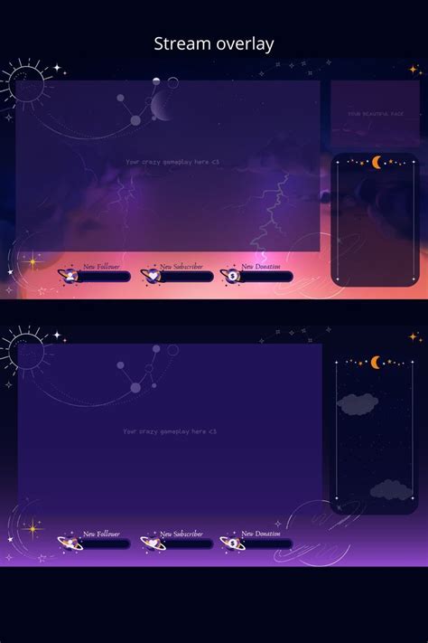 cute galaxy space night dsky overlay for twitch, stars twitch, badges ...