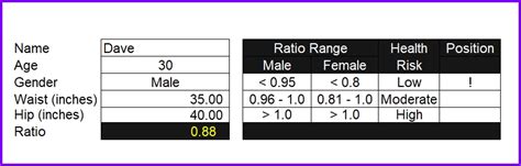 Waist to Hip Ratio Calculator | Excel Templates | Excel Spreadsheets ...