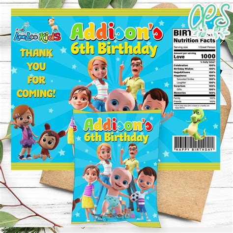 LooLoo Kids Birthday Chip Bag Digital File Printable | CustomPartyShirts