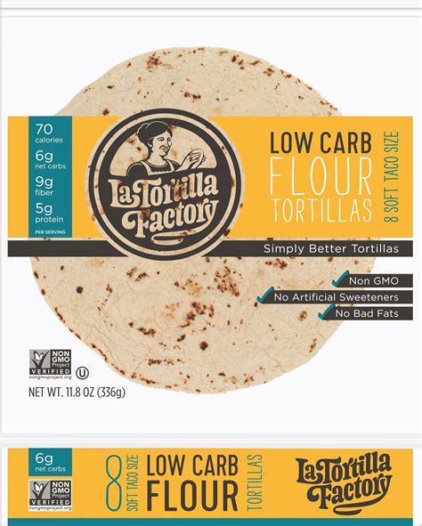 La Tortilla Factory Low Carb, High Fiber Tortillas, Traditional Flour ...