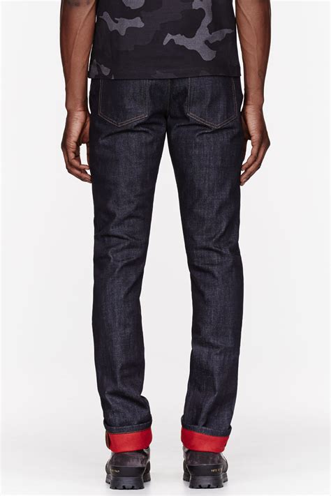 Lyst - Ami Blue Wool_trimmed Raw Denim Jeans in Blue for Men