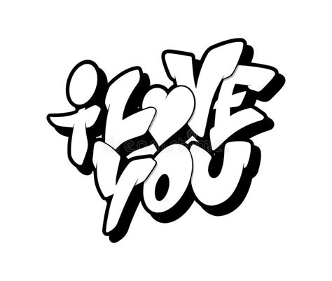 I Love You Font in Graffiti Style. Vector Illustration. Stock Vector ...