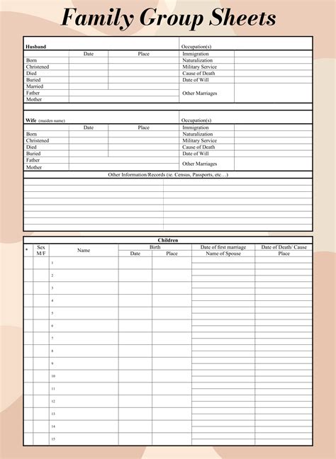 Blank Family Group Sheets | Family tree genealogy, Family tree book ...