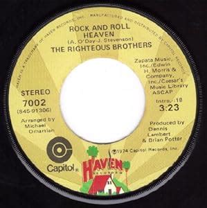 THE RIGHTEOUS BROTHERS - Rock And Roll Heaven/I Just Wanna Be Me (VG 45 ...