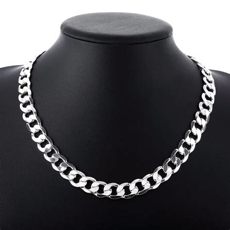 Aliexpress.com : Buy 20/22inch 12 mm Curb Chain Necklace for Men Silver ...