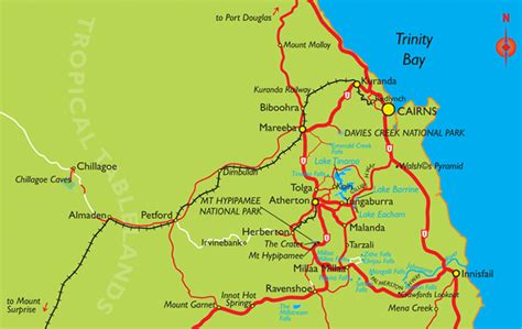 Cairns Region Map including Atherton Tablelands - Queensland Australia