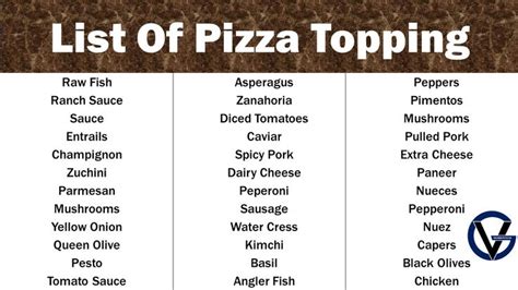 List Of Pizza Topping in 2023 | Pizza toppings list, Pizza ingredients ...