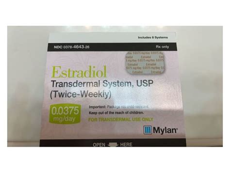 Estradiol Transdermal System, USP (Twice-Weekly) 0.0375 mg/day, Mylan ...