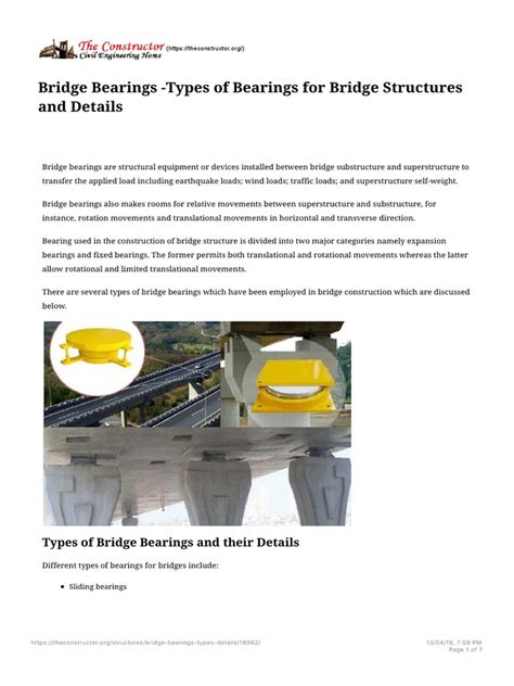 Bridge Bearings - Types of Bearings For Bridge Structures and Details ...