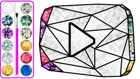 How to Draw Diamond play button with Colored Glitter| Diamonds play ...