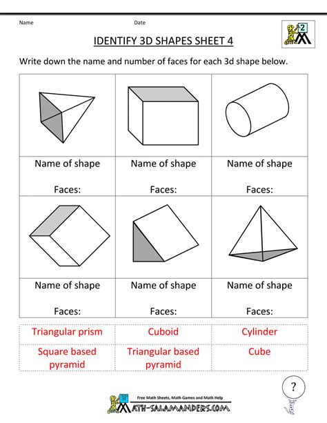 edges and vertices worksheets 99worksheets - worksheet for shapes for ...