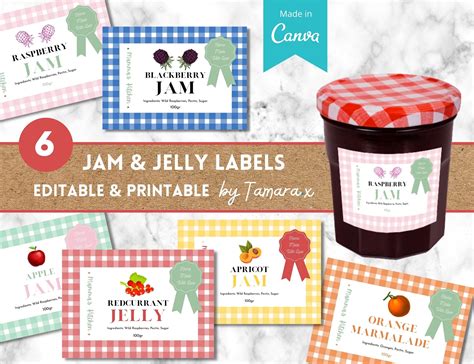 Jam & Jelly Labels Jam Label Set Editable Labels Pack | Etsy