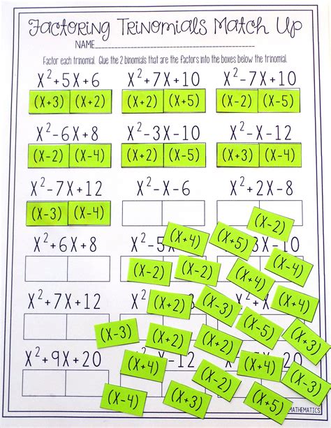 Factoring Polynomials (Trinomials) Activity - Beginner | Factoring ...