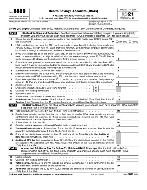 IRS Form 8889 ≡ Fill Out Printable PDF Forms Online