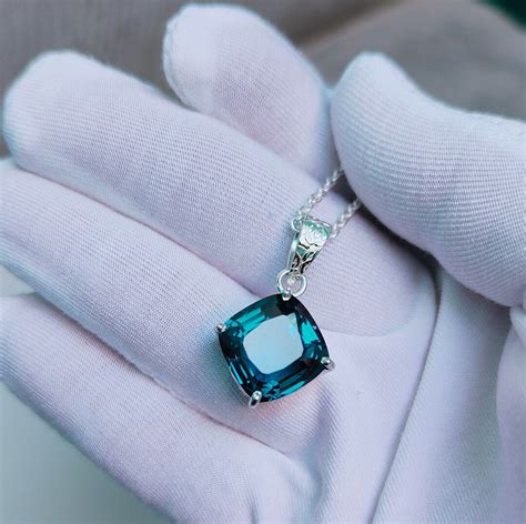 Teal Sapphire Pendant, Teal Sapphire Necklace,925 Sterling Silver ...