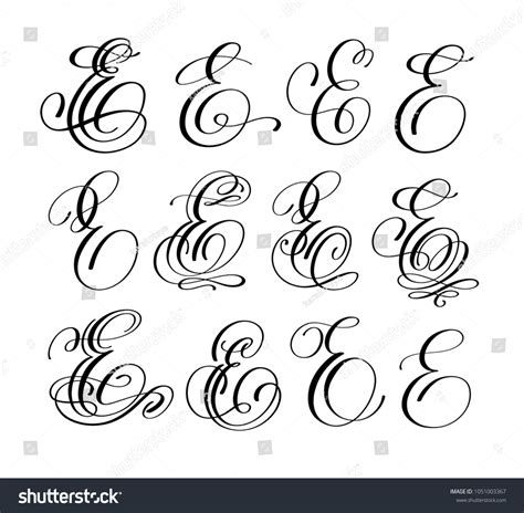 Calligraphy Lettering Script Font E Set Stock Illustration 1051003367 ...