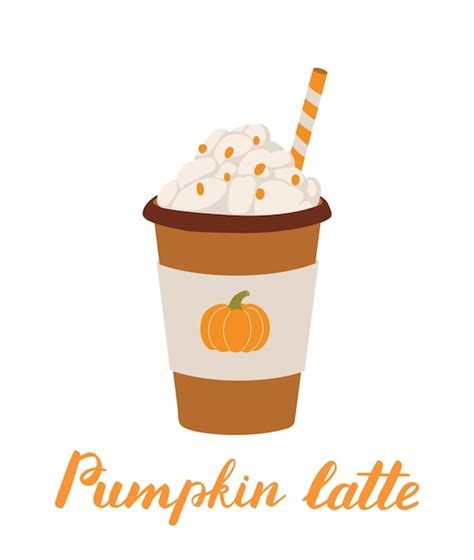 Premium Vector | Pumpkin spice latte in paper cup flat vector ...