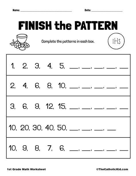 Pattern Worksheets For Grade 1 - Printable Form, Templates and Letter