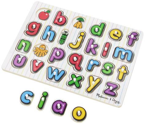 Melissa & Doug SEE INSIDE WOODEN PEG PUZZLE/JIGSAW ALPHABET Toddler Toy ...